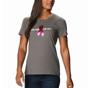 NWT COLUMBIA Breast Cancer Tested Tough Grey Tee L